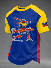 Men's Venezuela Baseball Print Casual Tee