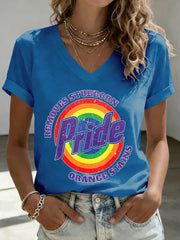 Women's Pride Month LGBTQ Print V-Neck Short Sleeve T-Shirt
