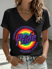 Women's Pride Month LGBTQ Print V-Neck Short Sleeve T-Shirt