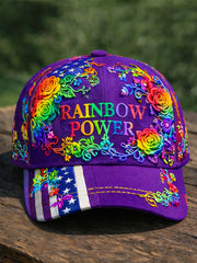 Rainbow Floral Art Print Casual Cap