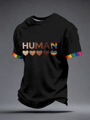 Men's Human Equality Embroidery Pattern T-Shirt