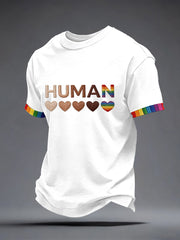 Men's Human Equality Embroidery Pattern T-Shirt