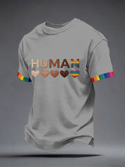 Men's Human Equality Embroidery Pattern T-Shirt