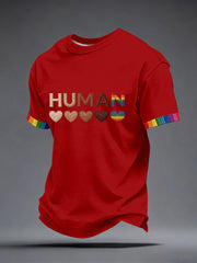 Men's Human Equality Embroidery Pattern T-Shirt