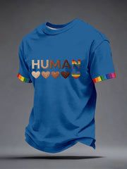Men's Human Equality Embroidery Pattern T-Shirt