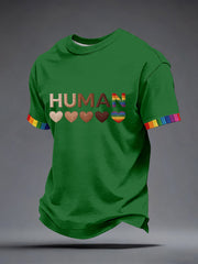 Men's Human Equality Embroidery Pattern T-Shirt