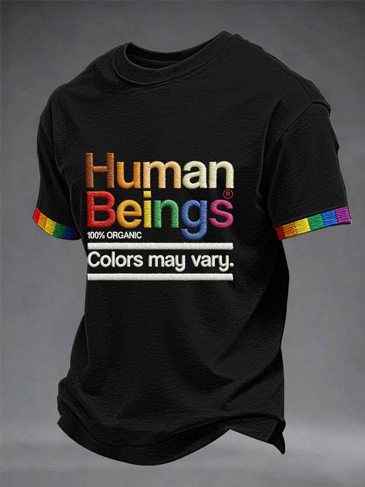 Men's Pride Month Human Beings 100% Organic Colors May Vary Short Sleeve T-Shirt