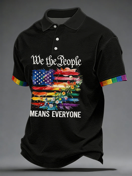 Men's Pride Month 'We The People Means Everyone' Printed Short Sleeve Top