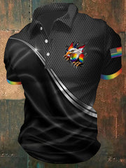 Men's Pride Month Rainbow-Print Casual Short Sleeve Top
