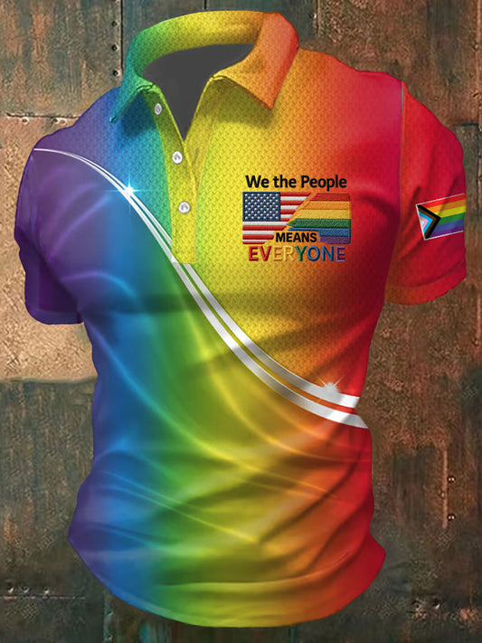 Men's Pride Month Rainbow-Print Casual Short Sleeve Top