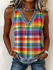 Women's Rainbow Print Casual Vest