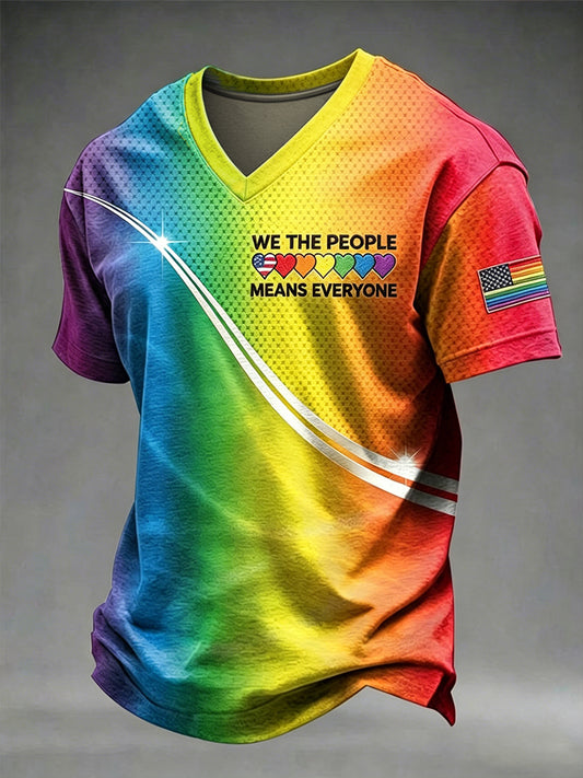 Men's Pride Month LGBT Art 'We The People Means Everyone'  V-neck T-shirt