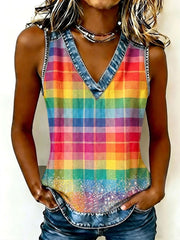 Women's Pride Month Rainbow Art  Printed Vest