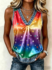 Women's Pride Month Rainbow Art  Printed Vest