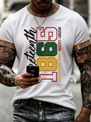 Men's Juneteenth Design Printed Waffle T-shirt