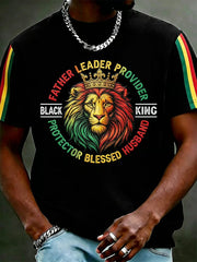 Men's Black King Printed Casual T-shirt