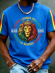 Men's Black King Printed Casual T-shirt