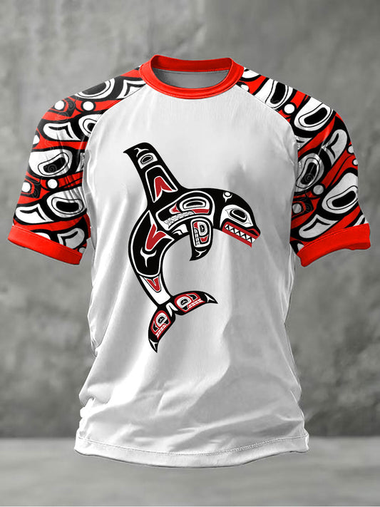 Men's Indigenous Totem Art Print Casual T-Shirt