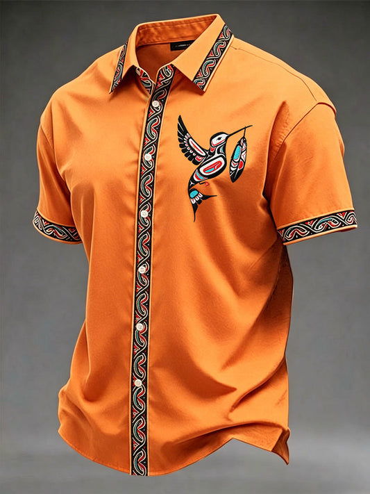 Men's Indigenous Print Casual Shirt