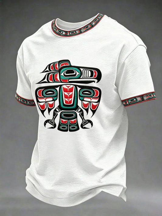 Men's Indigenous Totem Art Print Casual T-Shirt