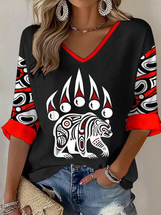 Women's Indigenous Totem Art Casual T-shirt