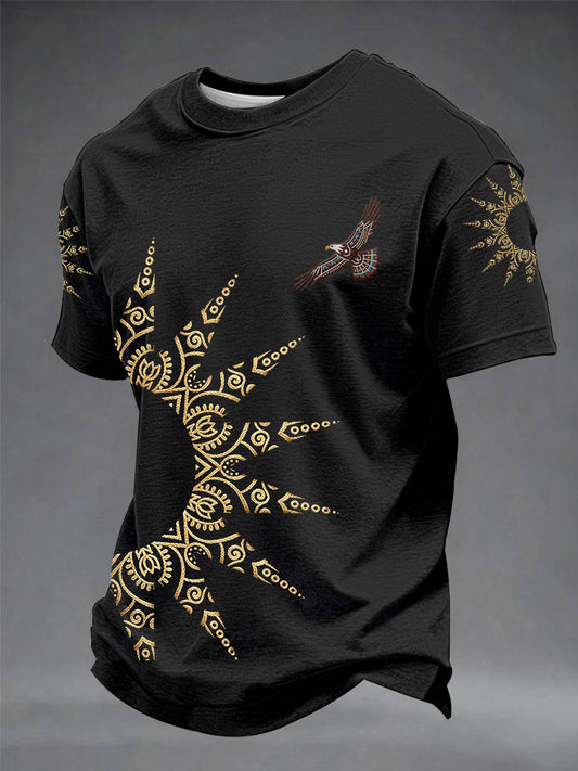 Men's Casual T-Shirt with Totem Print