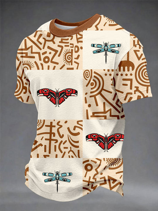 Men's Casual T-Shirt with Totem Print