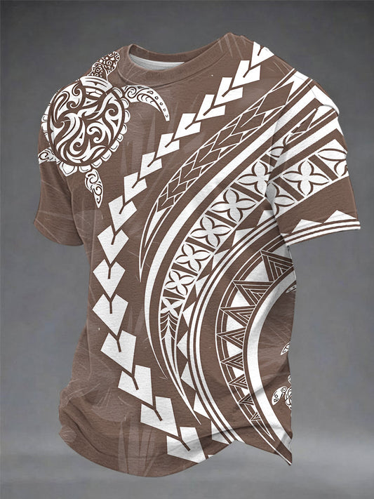 Men's Casual T-Shirt with Totem Print