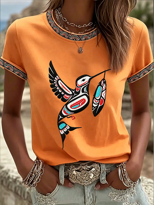 Women's Indigenous Totem Art Casual T-shirt