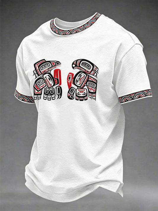 Men's Indigenous Totem Art Casual T-Shirt