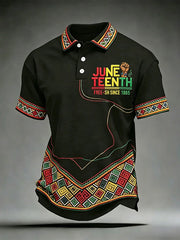 Men's Juneteenth Print Casual Polo