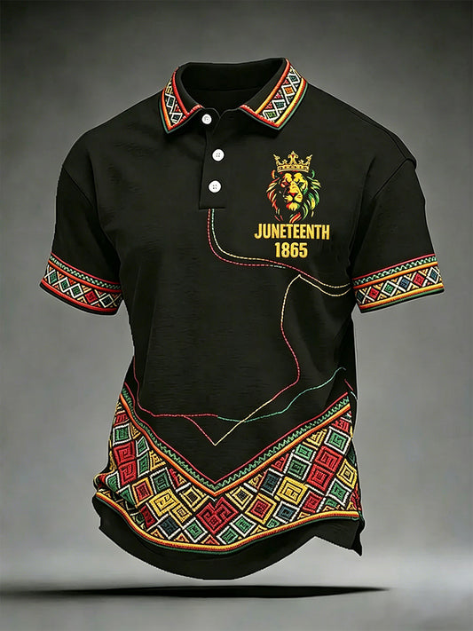 Men's Juneteenth Print Casual Polo