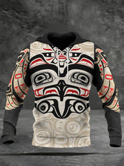 Men's Indigenous Print Casual Hoodie