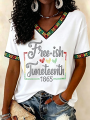 Women's Juneteenth Print short-sleeved T-shirt