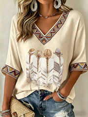 Women's Native Art V-Neck Tops