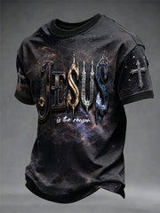 Men's Jesus Cross Printed Short Sleeve T-shirt