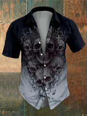 Men's Vintage Skull Art Faith Printed Shirt