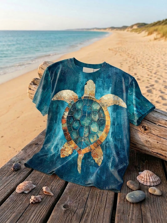 Women's Sea Turtle World Ocean Day Printed T-shirt