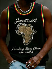 Tank Breaking Red Ribbon Men's Juneteenth Breaking Every Chain Since 1865 Print Tank Top ...