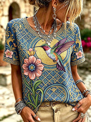 Women's Native Hummingbird Art Print T-Shirts