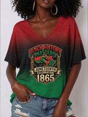 Women's Juneteenth Celebration 1865 V-neck T-shirt