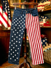 Women's Independence Day USA Flag Print Casual Patriotic Pants
