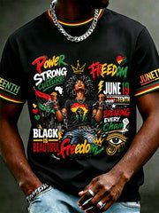 Men's Juneteenth 1865 Print Casual Short Sleeve T-shirt
