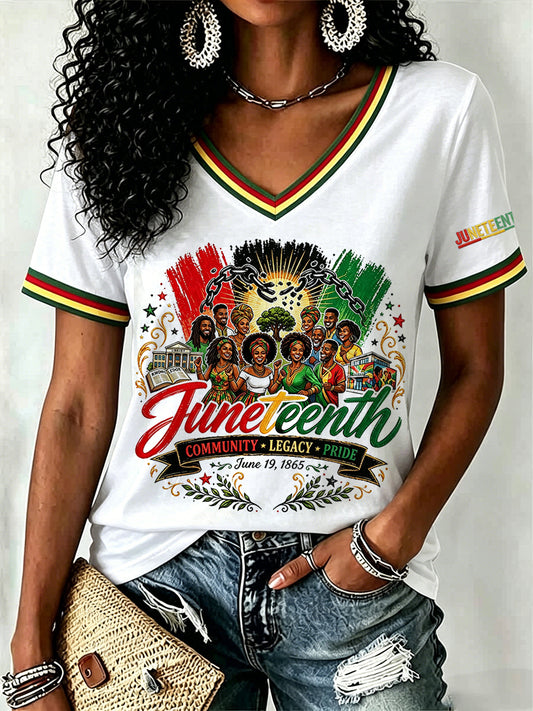 Women's Juneteenth 1865 Print Casual Short Sleeve T-shirt