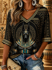 Women's Ancient Egyptian Anubis V-Neck T-Shirts