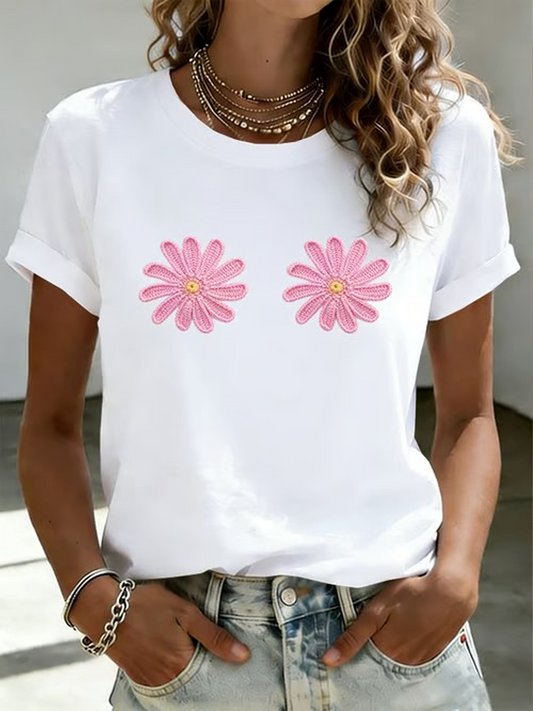 Women's floral print short-sleeved T-shirt