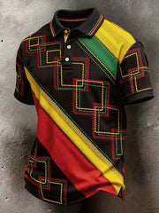Men's  Colorful Symbol Pattern Printed Polo Shirt