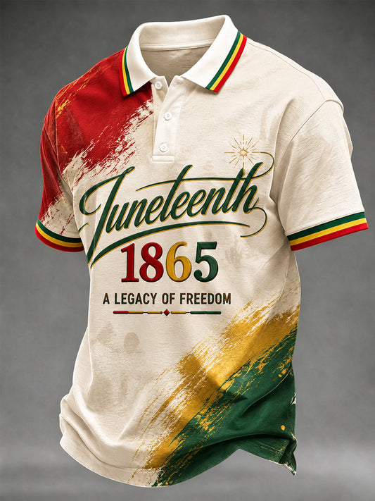 Men's Juneteenth A Legacy Of Freedom Print Casual Polo