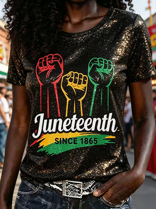 Women's Black Juneteenth short-sleeved T-shirt