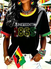 Women's Black Juneteenth short-sleeved T-shirt